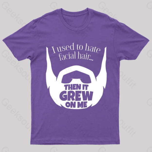 Hate Facial Hair Geek T-Shirt Purple / S