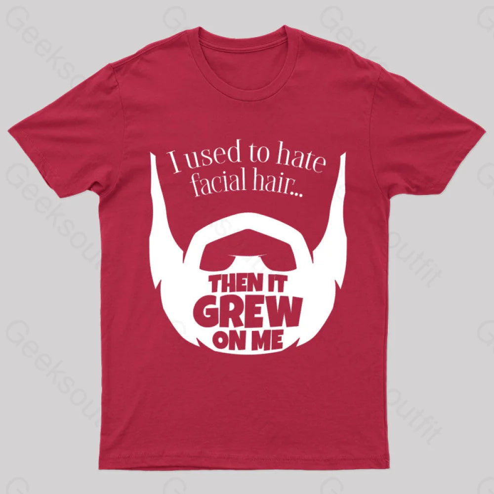 Hate Facial Hair Geek T-Shirt Red / S