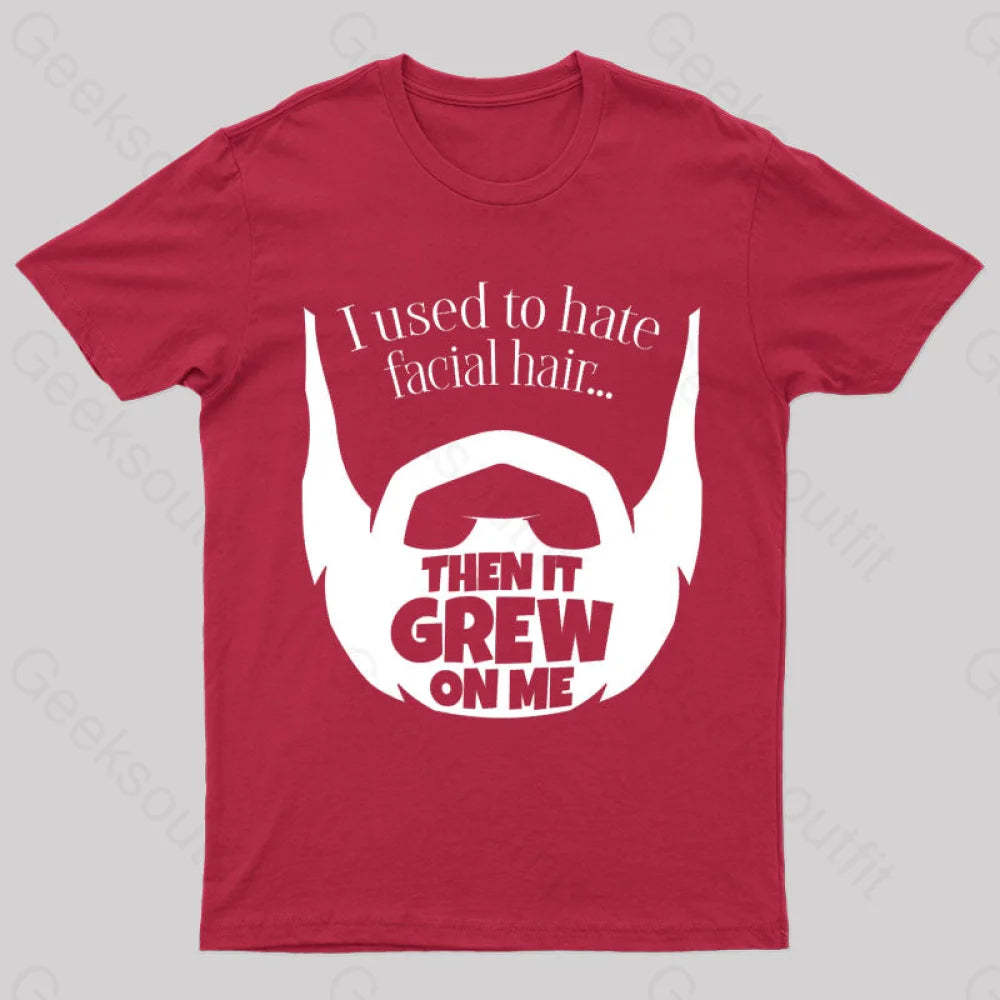 Hate Facial Hair Geek T-Shirt Red / S
