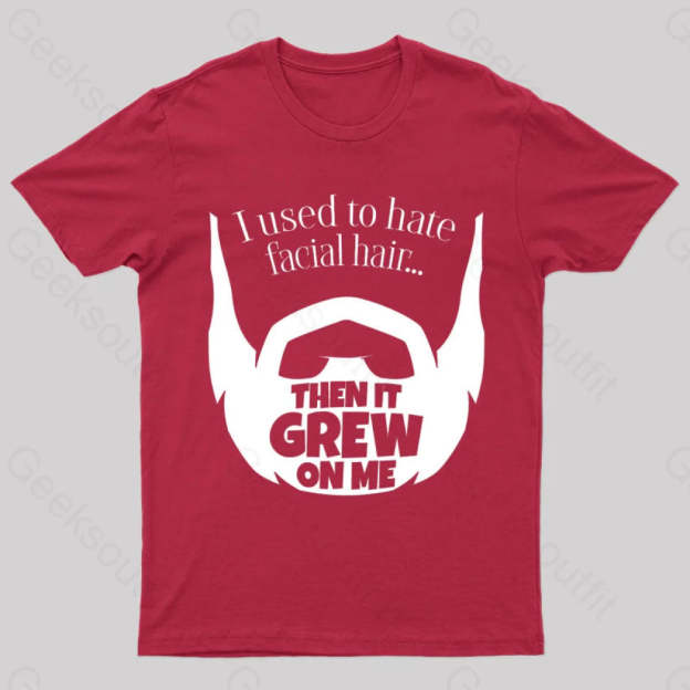 Hate Facial Hair Geek T-Shirt Red / S