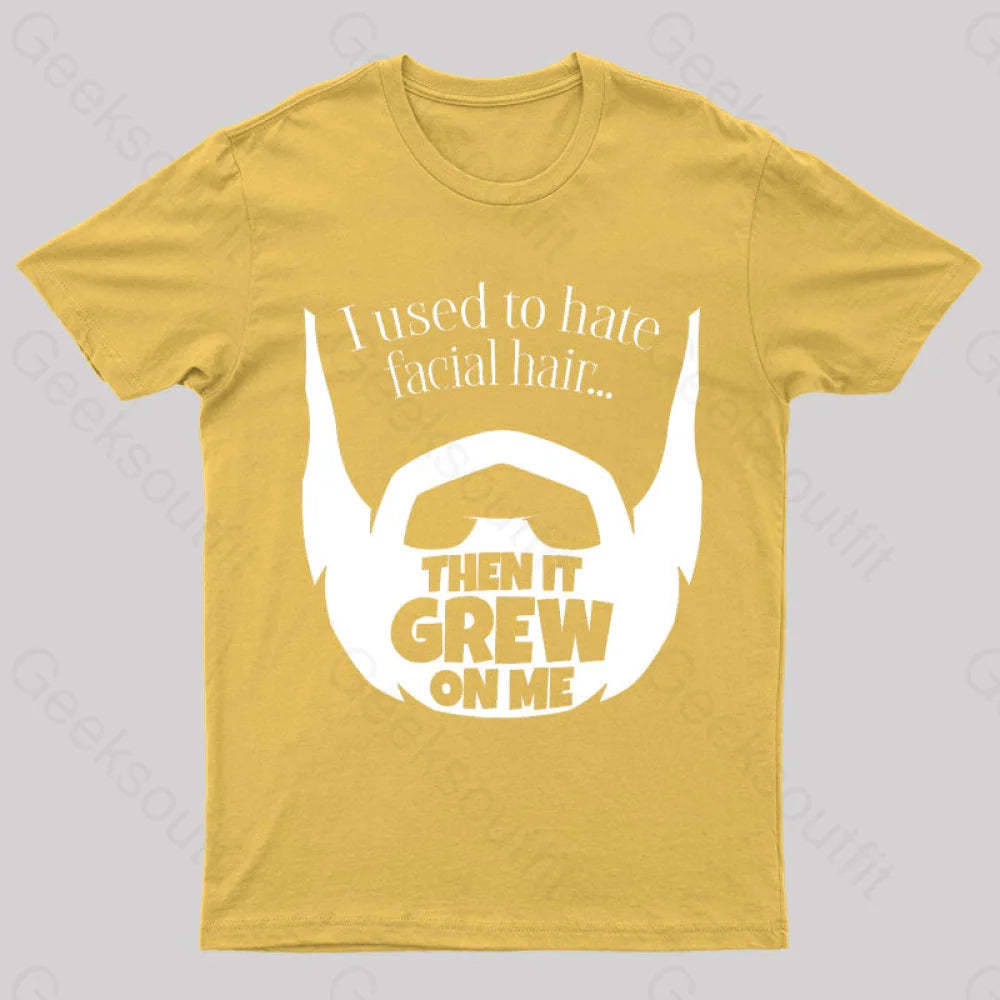 Hate Facial Hair Geek T-Shirt Yellow / S
