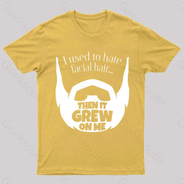 Hate Facial Hair Geek T-Shirt Yellow / S