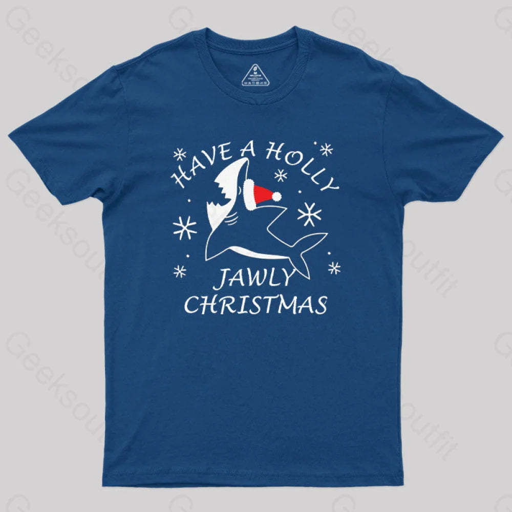 Have A Holly Jawly Christmas Geek T-Shirt Navy / S