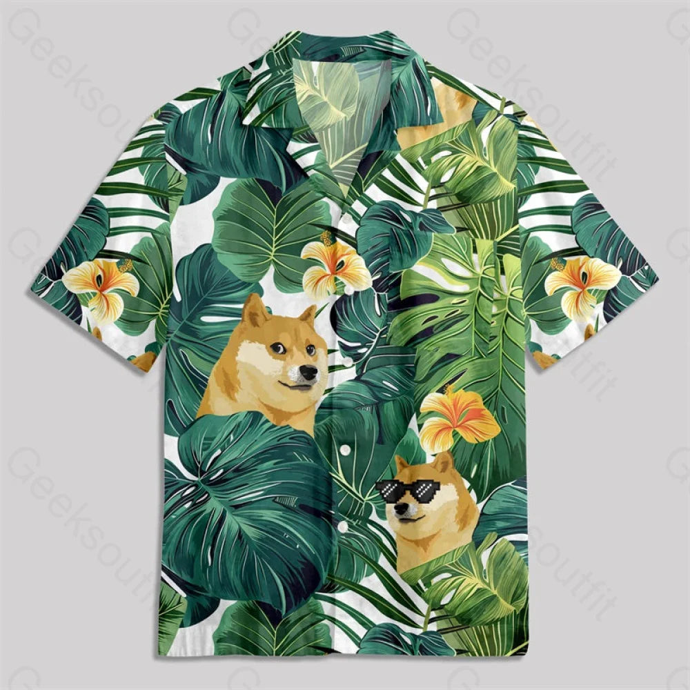 Hawaii Dog Button Up Pocket Shirt Hawaiian / S Bus547 Yc