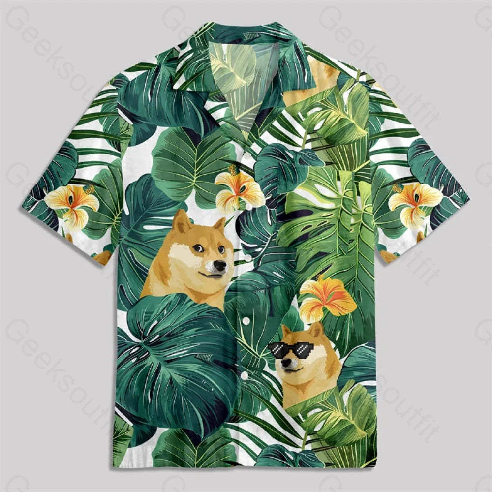 Hawaii Dog Button Up Pocket Shirt Hawaiian / S Bus547 Yc