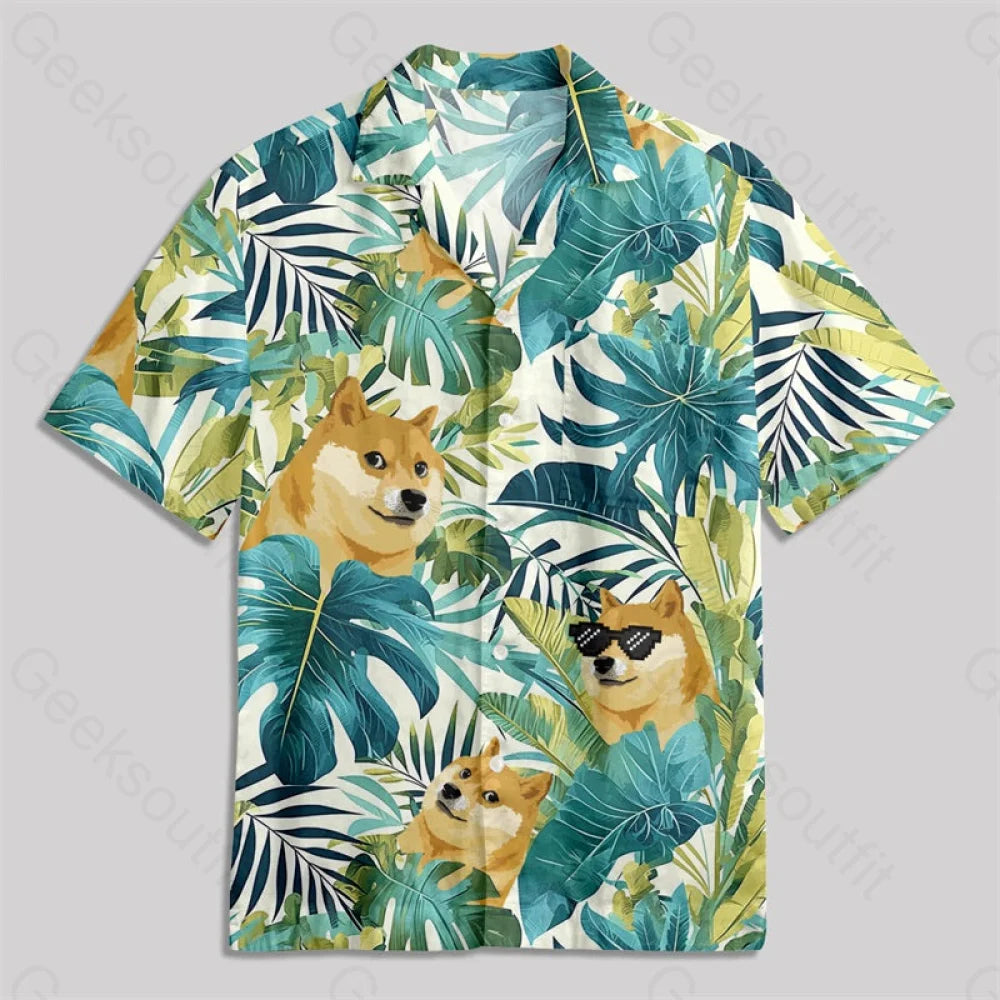 Hawaii Dog Button Up Pocket Shirt Hawaiian / S Bus548 Yc
