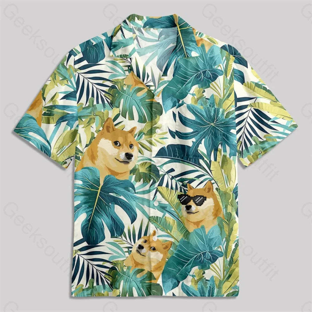 Hawaii Dog Button Up Pocket Shirt Hawaiian / S Bus548 Yc