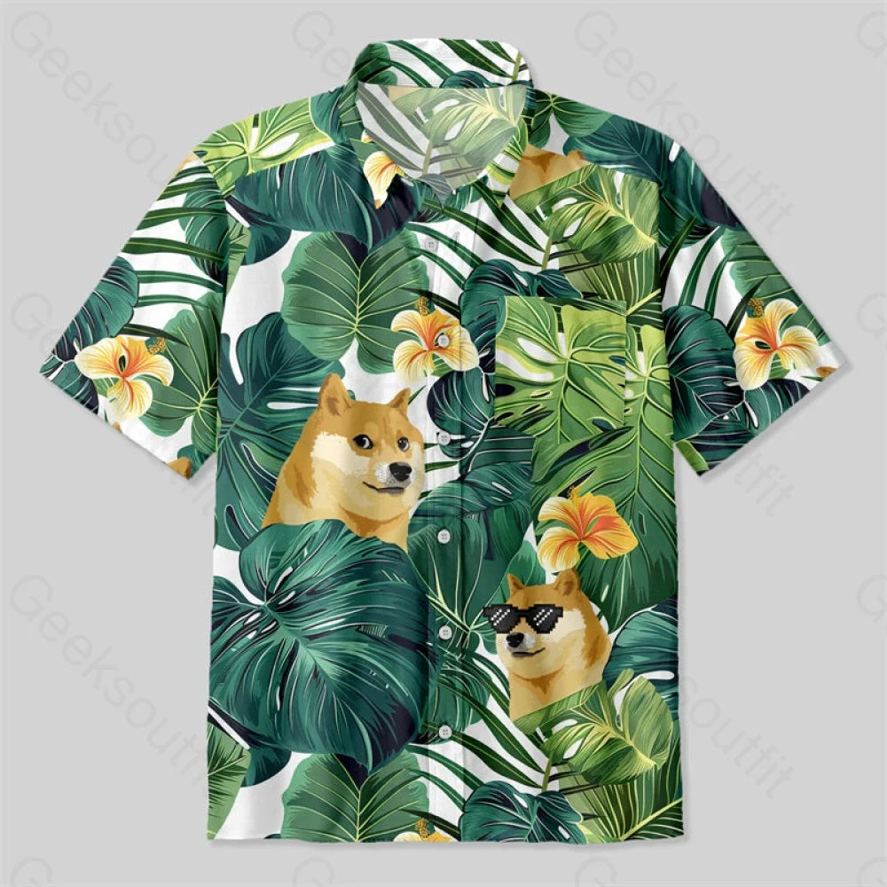 Hawaii Dog Button Up Pocket Shirt Up / S Bus547 Yc