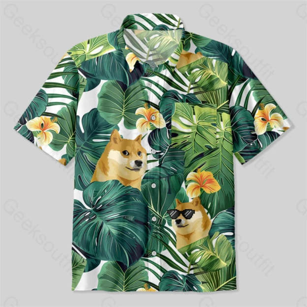 Hawaii Dog Button Up Pocket Shirt Up / S Bus547 Yc