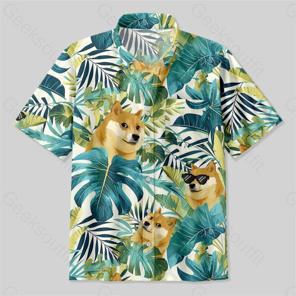 Hawaii Dog Button Up Pocket Shirt Up / S Bus548 Yc