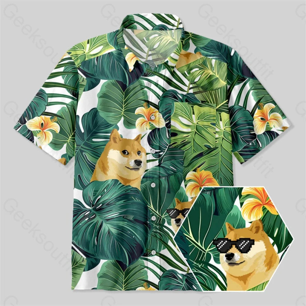 Hawaii Dog Button Up Pocket Shirt Yc