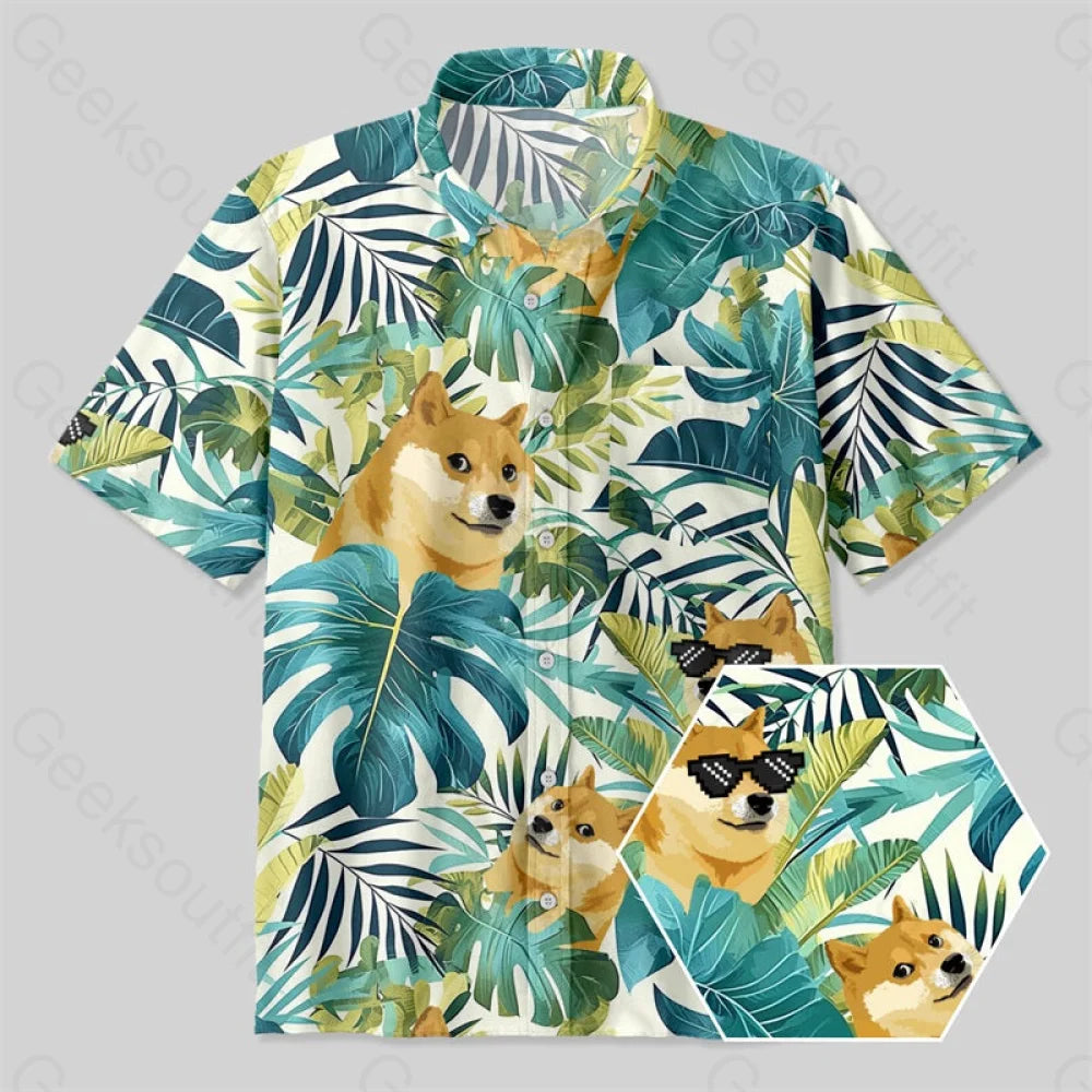 Hawaii Dog Button Up Pocket Shirt Yc
