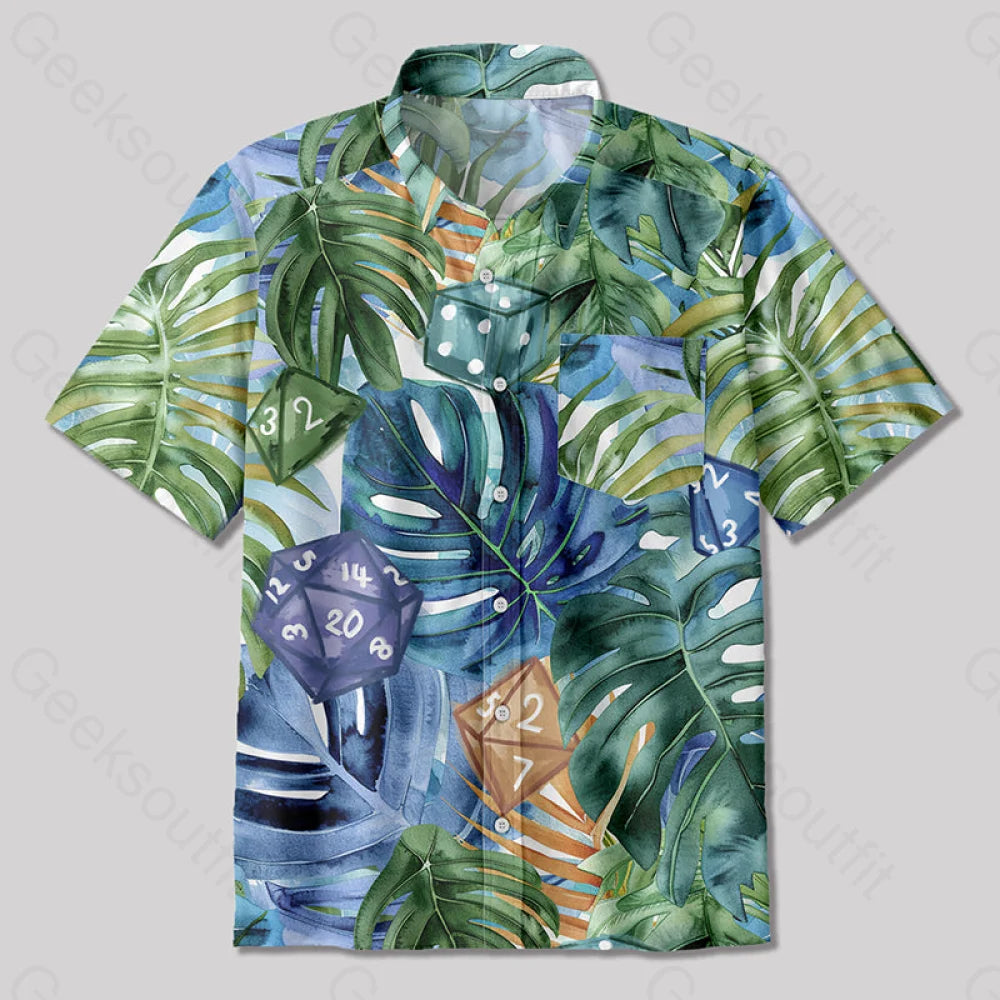Hawaiian Leaves Dnd Button Up Pocket Shirt Up / S Bus591 Yc