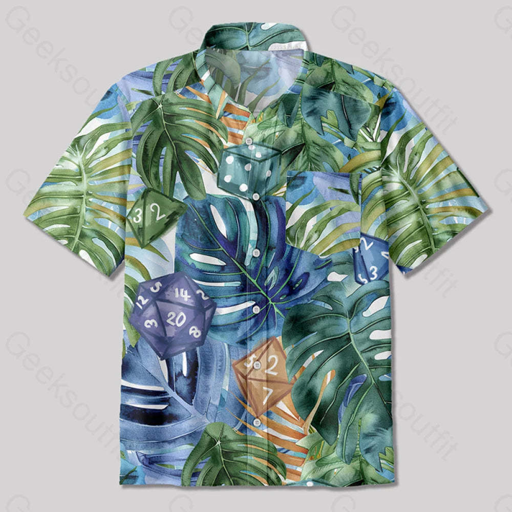 Hawaiian Leaves Dnd Button Up Pocket Shirt Up / S Bus591 Yc