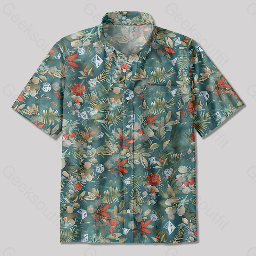 Hawaiian Style Dice Button Up Pocket Shirt Up / S Bus587 Yc