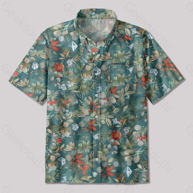 Hawaiian Style Dice Button Up Pocket Shirt Up / S Bus587 Yc