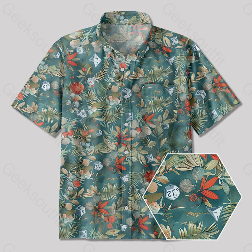 Hawaiian Style Dice Button Up Pocket Shirt Yc