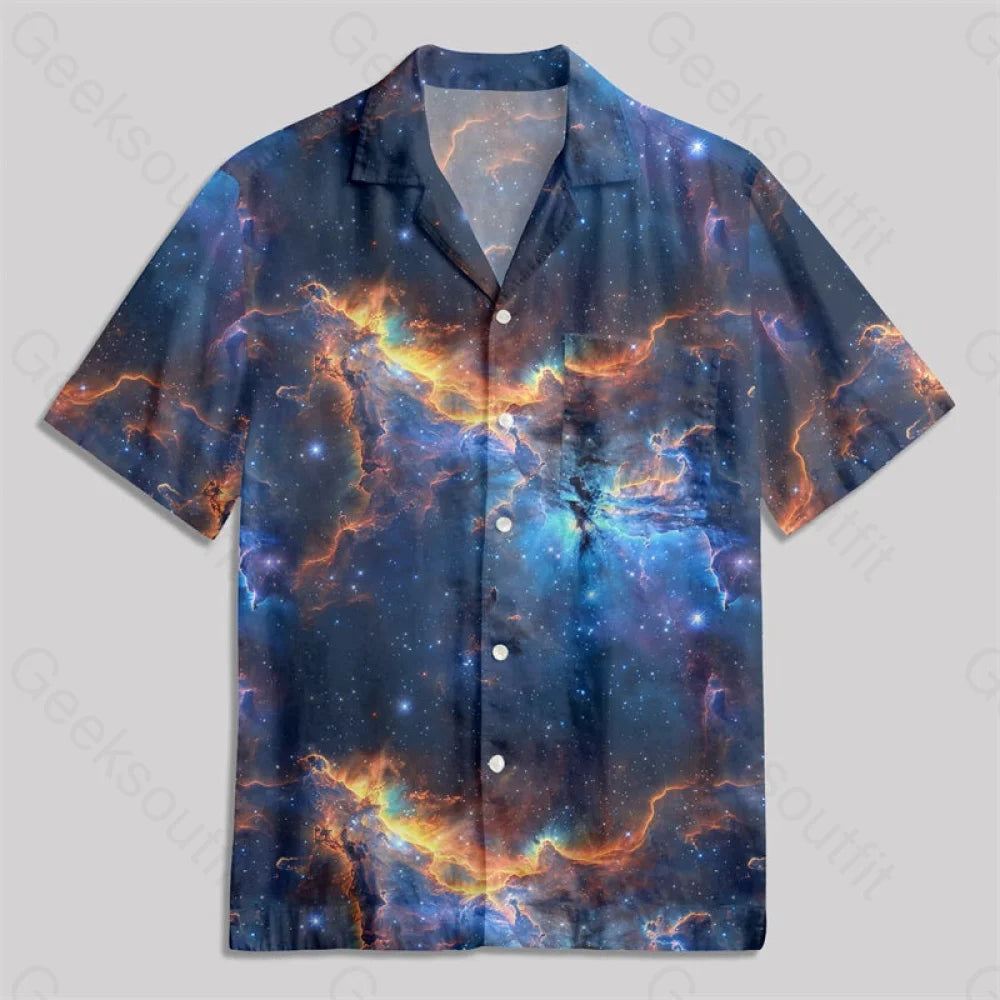 Hawaiian Style Under The Stars Button Up Pocket Shirt / S Bus490 Yc