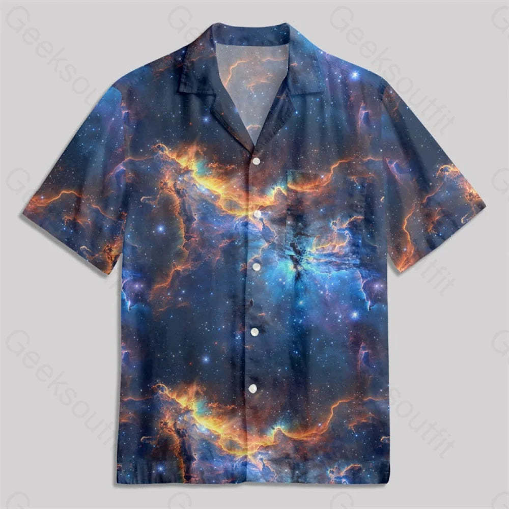 Hawaiian Style Under The Stars Button Up Pocket Shirt / S Bus490 Yc