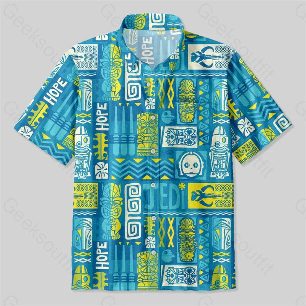 Hawaiian Totem Button Up Pocket Shirt Up / S Bus603 Yc