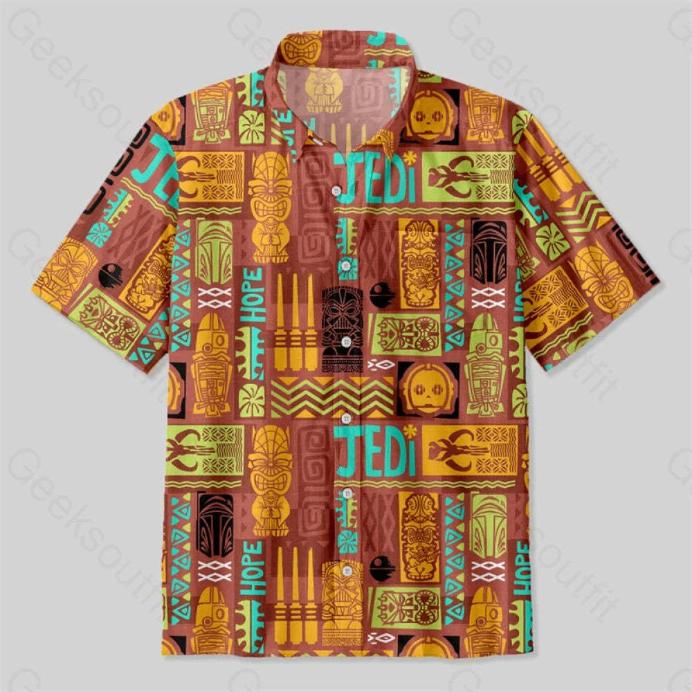 Hawaiian Totem Button Up Pocket Shirt Up / S Bus604 Yc
