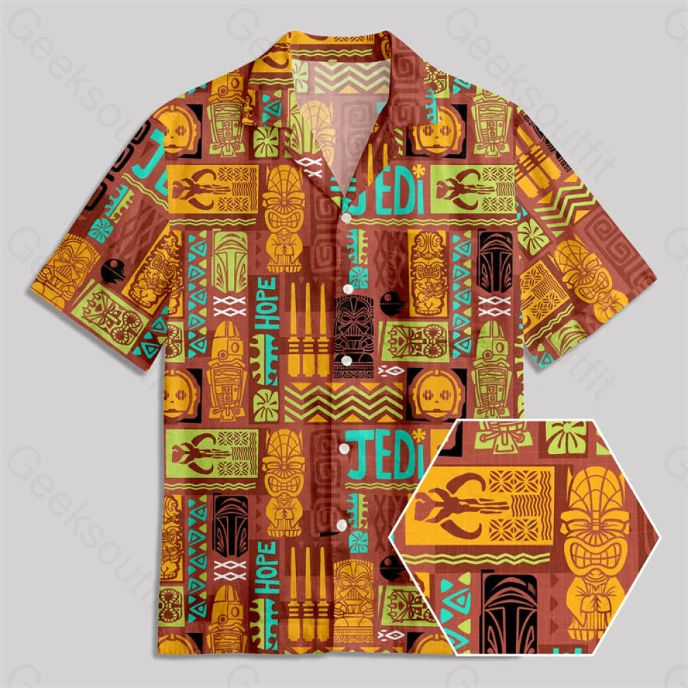 Hawaiian Totem Button Up Pocket Shirt Yc