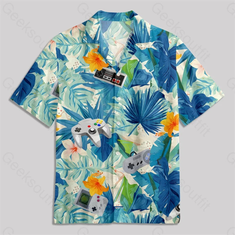 Hawaiian Tropicals & Retro Gamers Button Up Pocket Shirt / S Bus601 Yc
