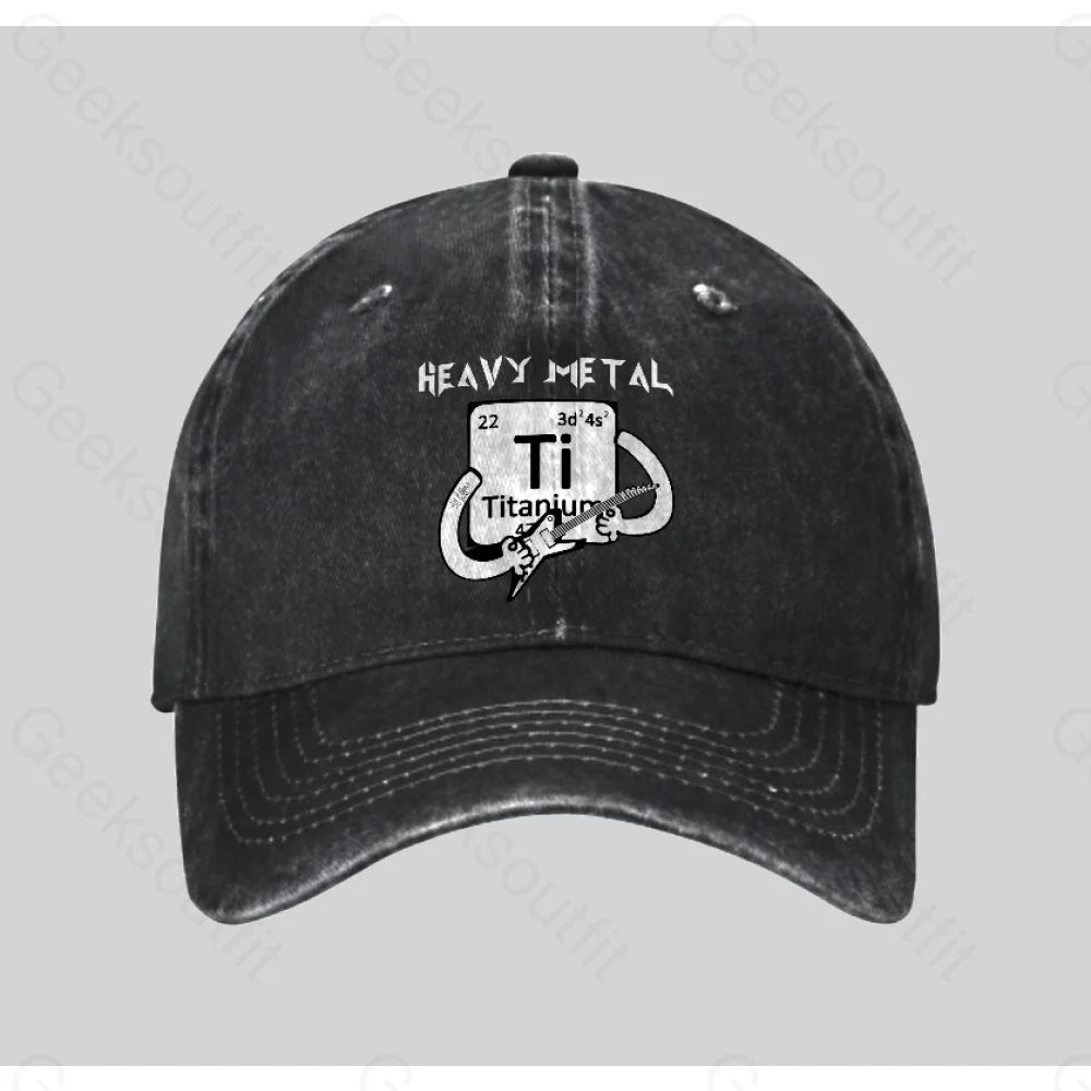 Heavy Metal Washed Vintage Baseball Cap Black