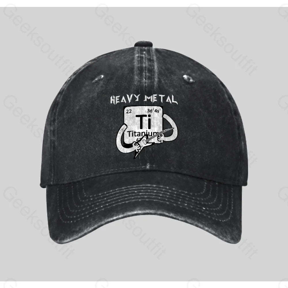 Heavy Metal Washed Vintage Baseball Cap Black