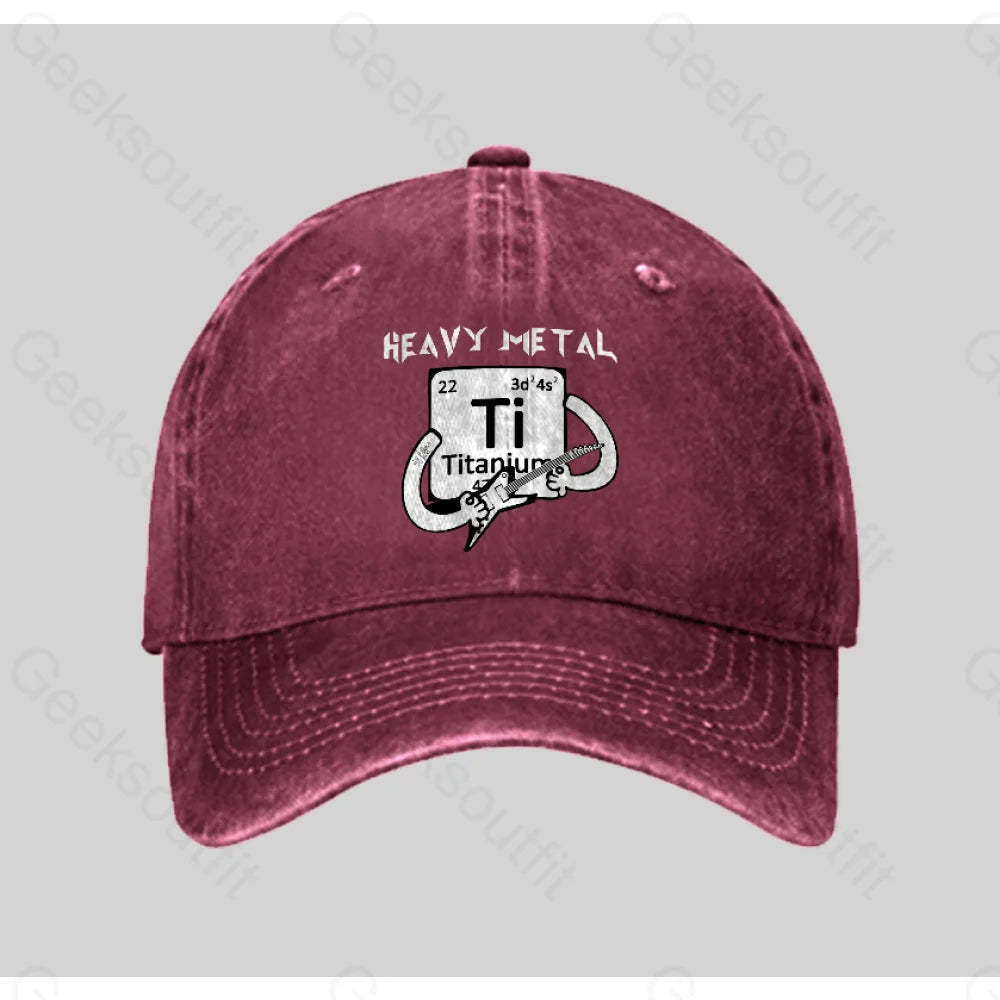 Heavy Metal Washed Vintage Baseball Cap Red