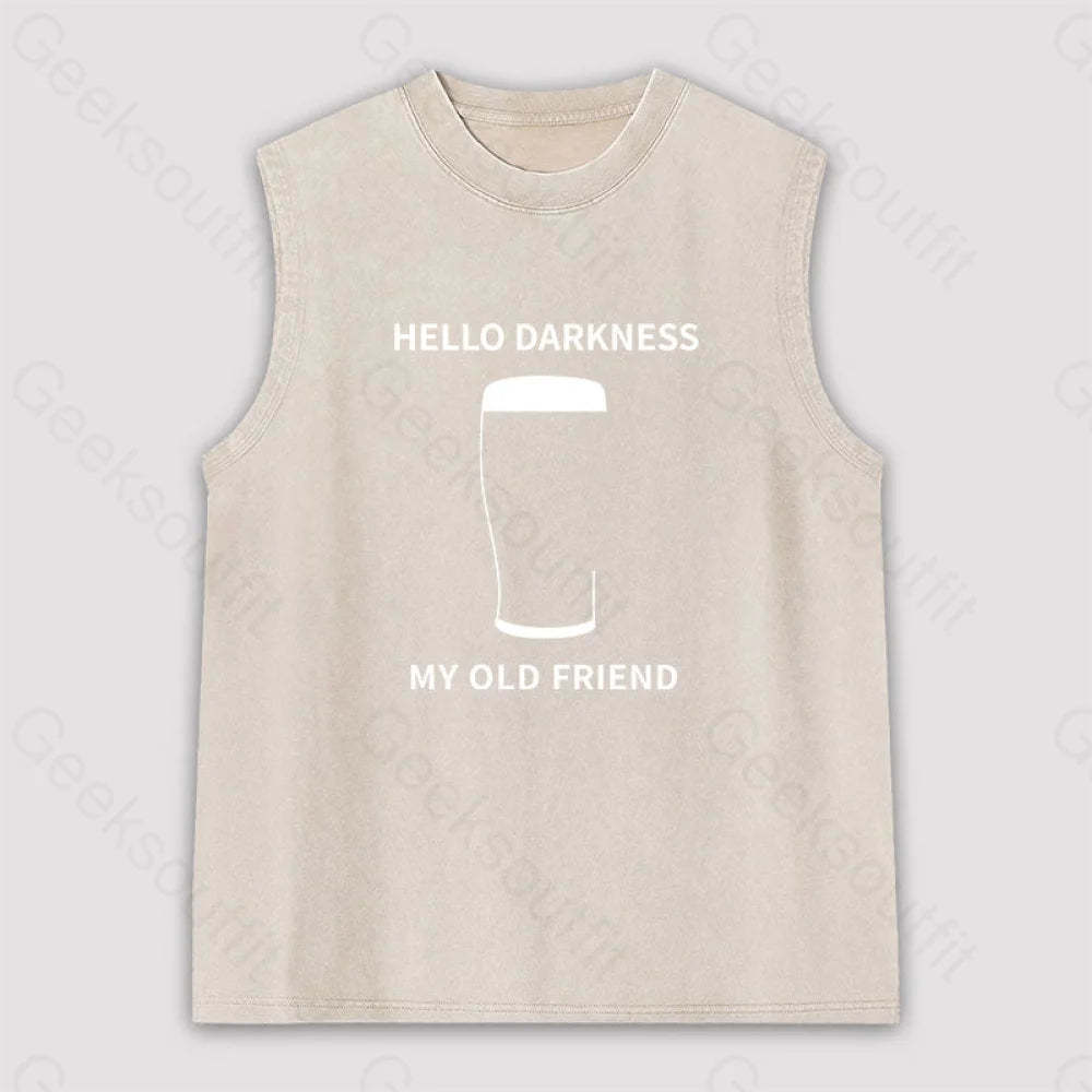 Hello Darkness My Old Friend Unisex Washed Tank Apricot / S