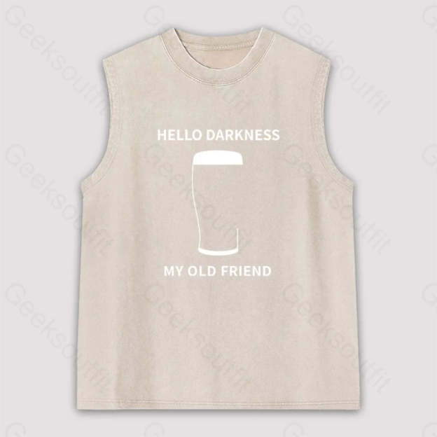 Hello Darkness My Old Friend Unisex Washed Tank Apricot / S