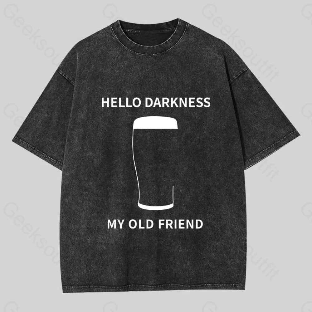 Hello Darkness My Old Friend Washed T-Shirt Black / S