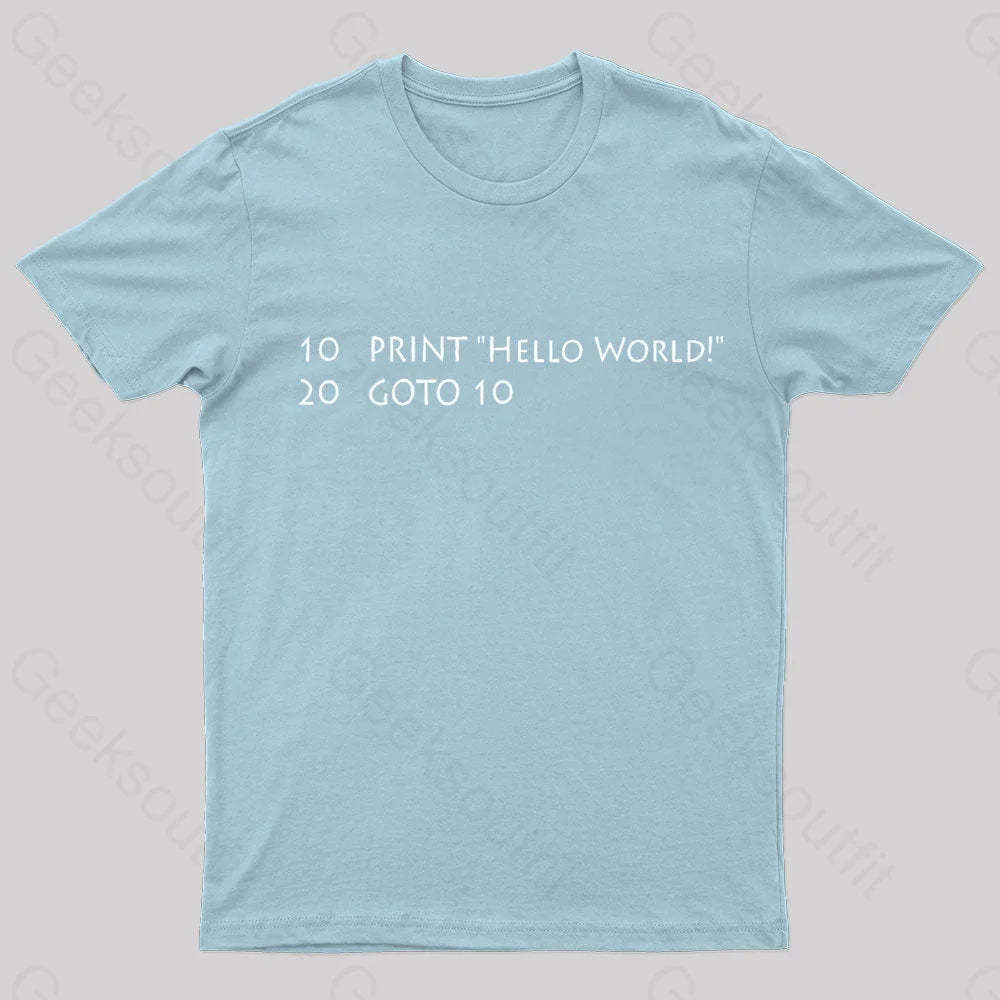 Hello World Nerd T-Shirt Light Blue / S