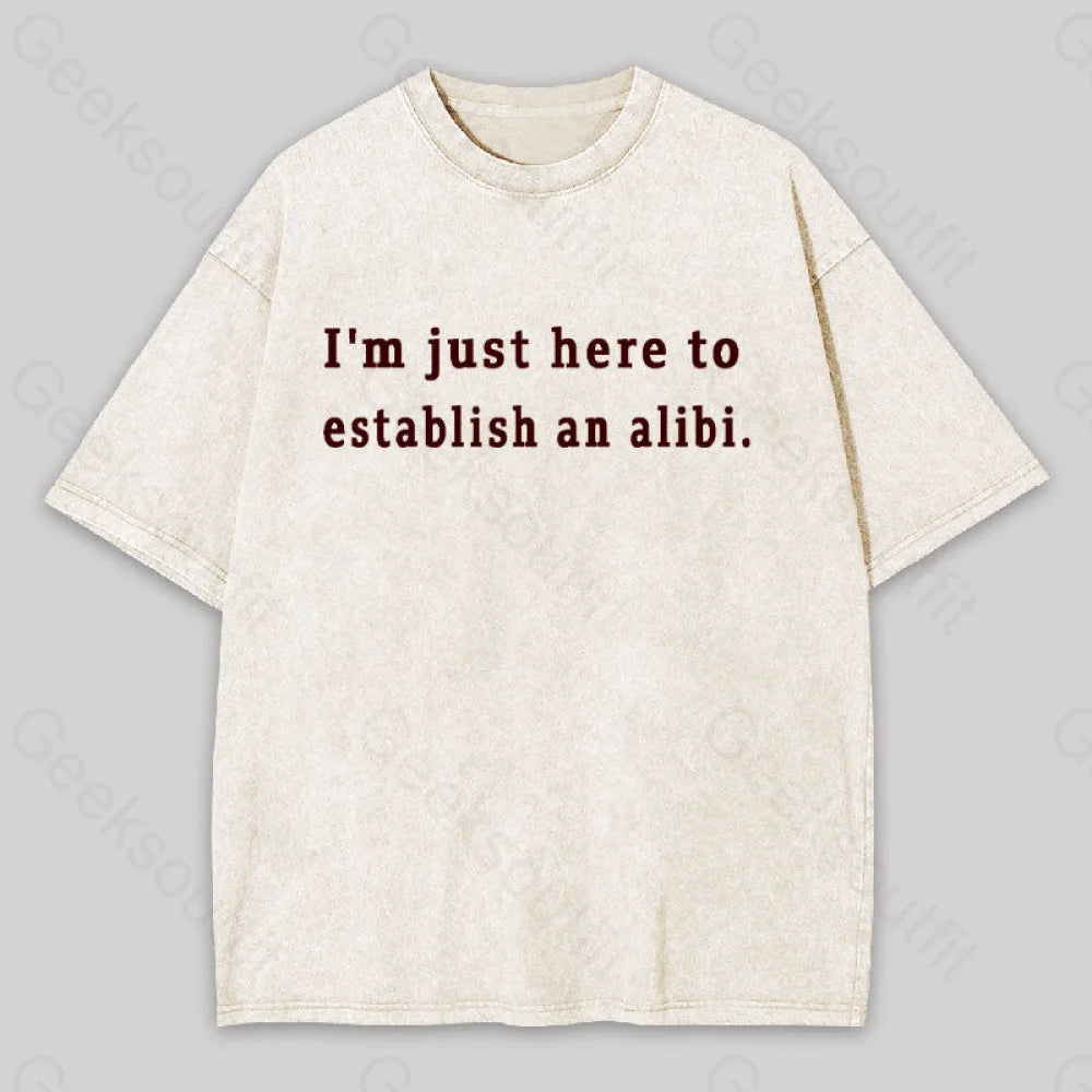 Here To Establish An Alibi Geek Washed T-Shirt Apricot / S