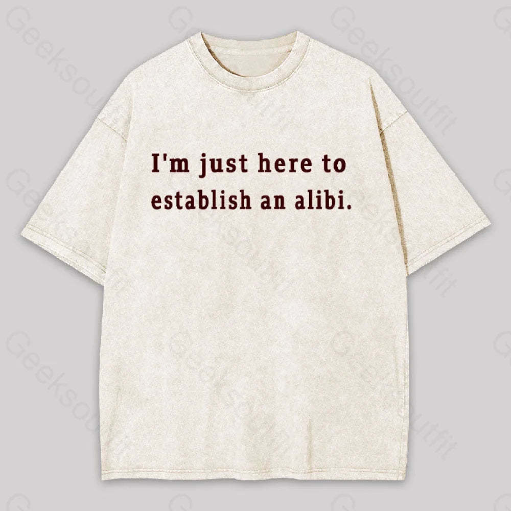 Here To Establish An Alibi Geek Washed T-Shirt Apricot / S