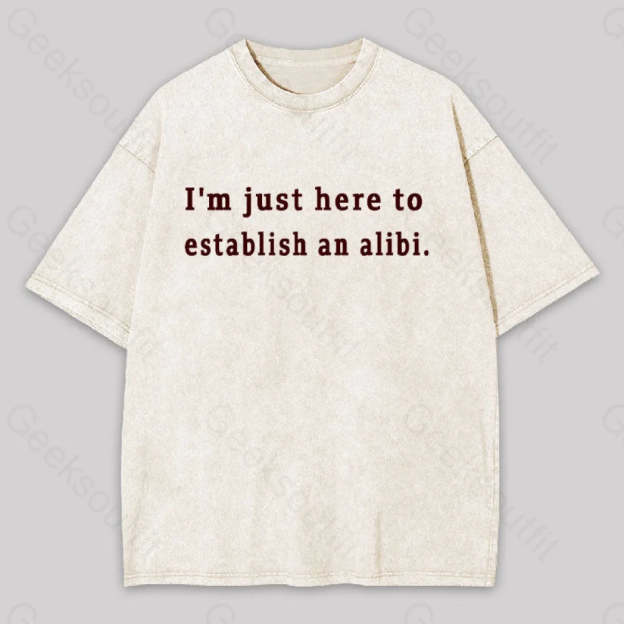 Here To Establish An Alibi Geek Washed T-Shirt Apricot / S
