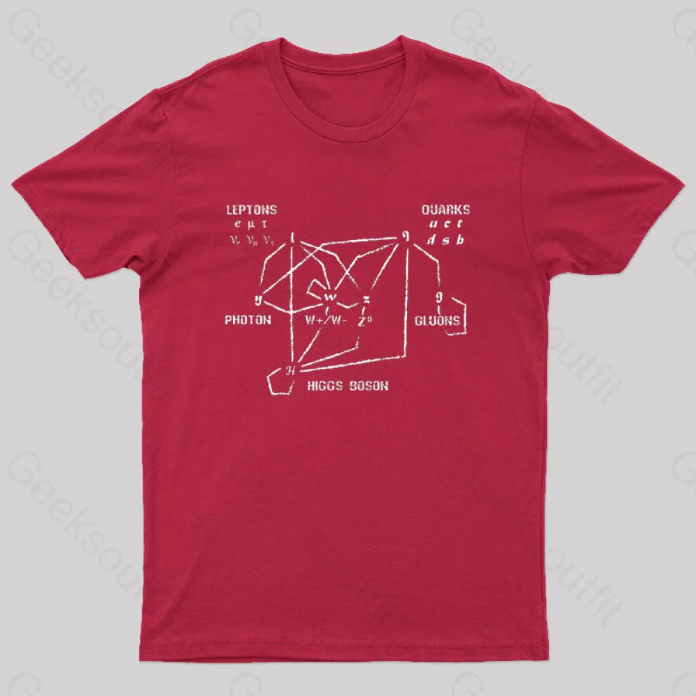 Higgs Boson Quarks Nerd T-Shirt Red / S