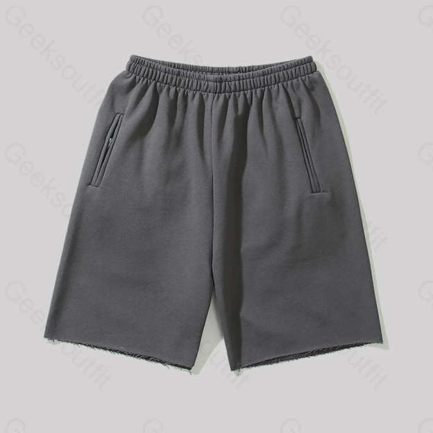 Highly Elastic Breathable Vintage Raw Edges Geek Shorts Grey / M