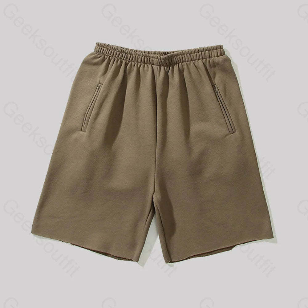 Highly Elastic Breathable Vintage Raw Edges Geek Shorts Khaki / M