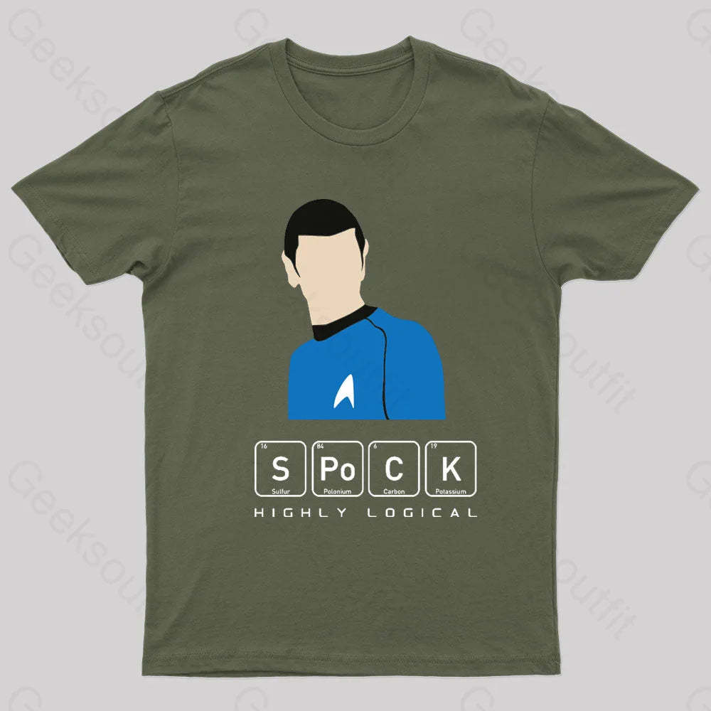 Highly Logical Spock Nerd T-Shirt Army Green / S