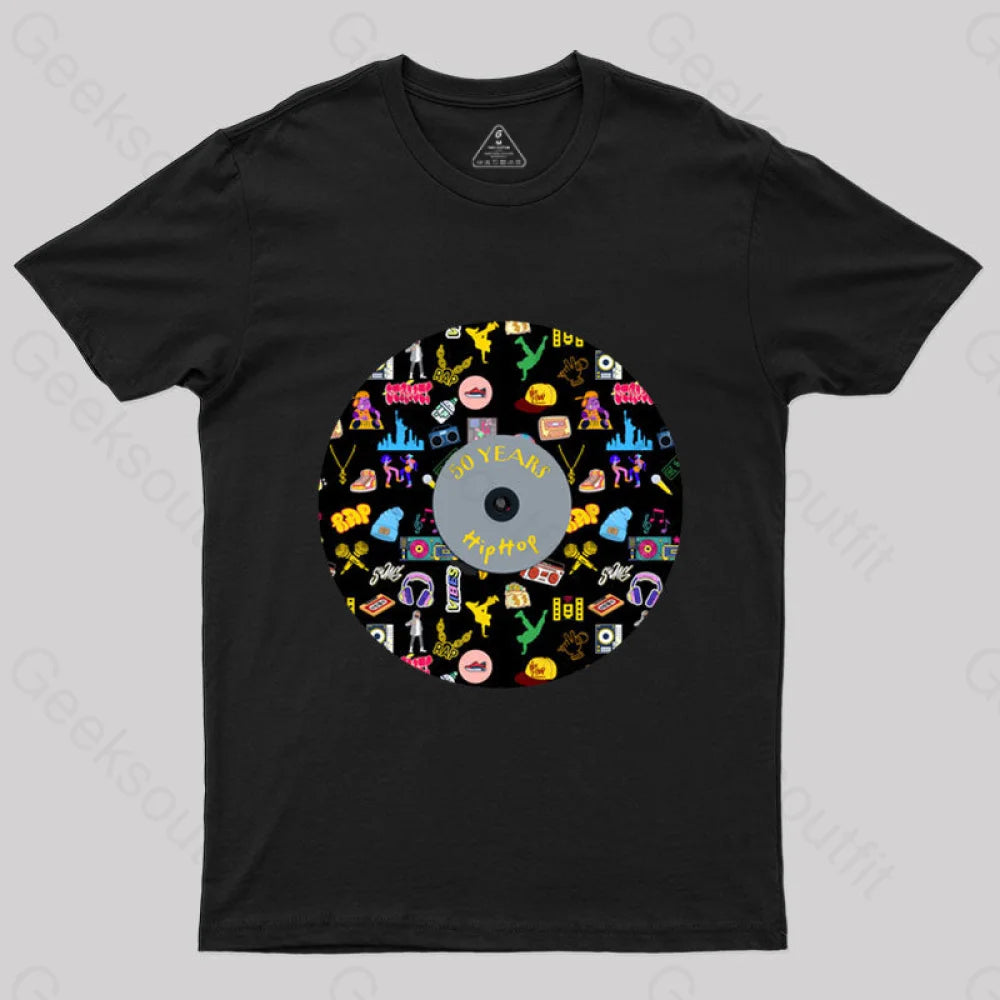 Hip-Hop Culture With Iconic Record Art T-Shirt Black / S