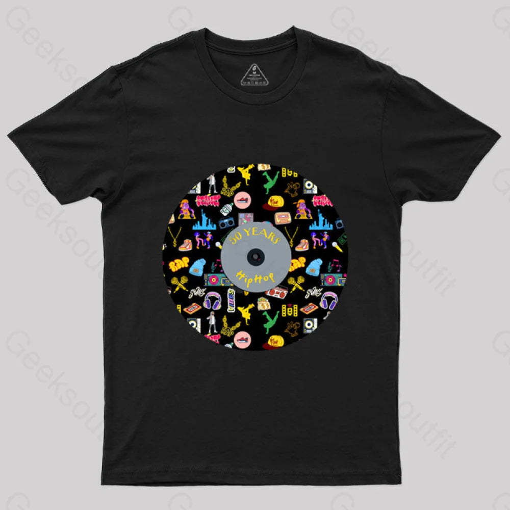 Hip-Hop Culture With Iconic Record Art T-Shirt Black / S