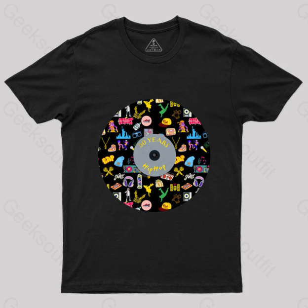Hip-Hop Culture With Iconic Record Art T-Shirt Black / S