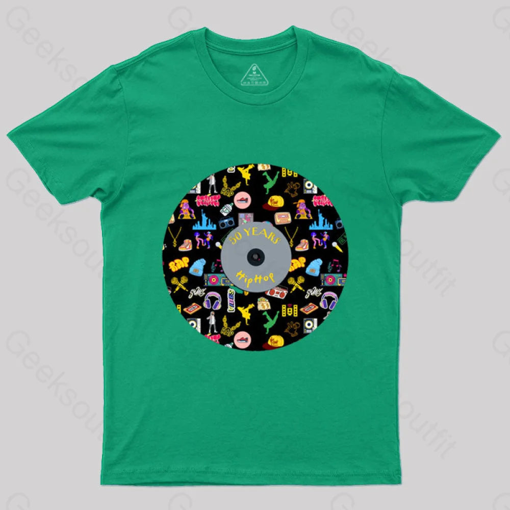 Hip-Hop Culture With Iconic Record Art T-Shirt Green / S