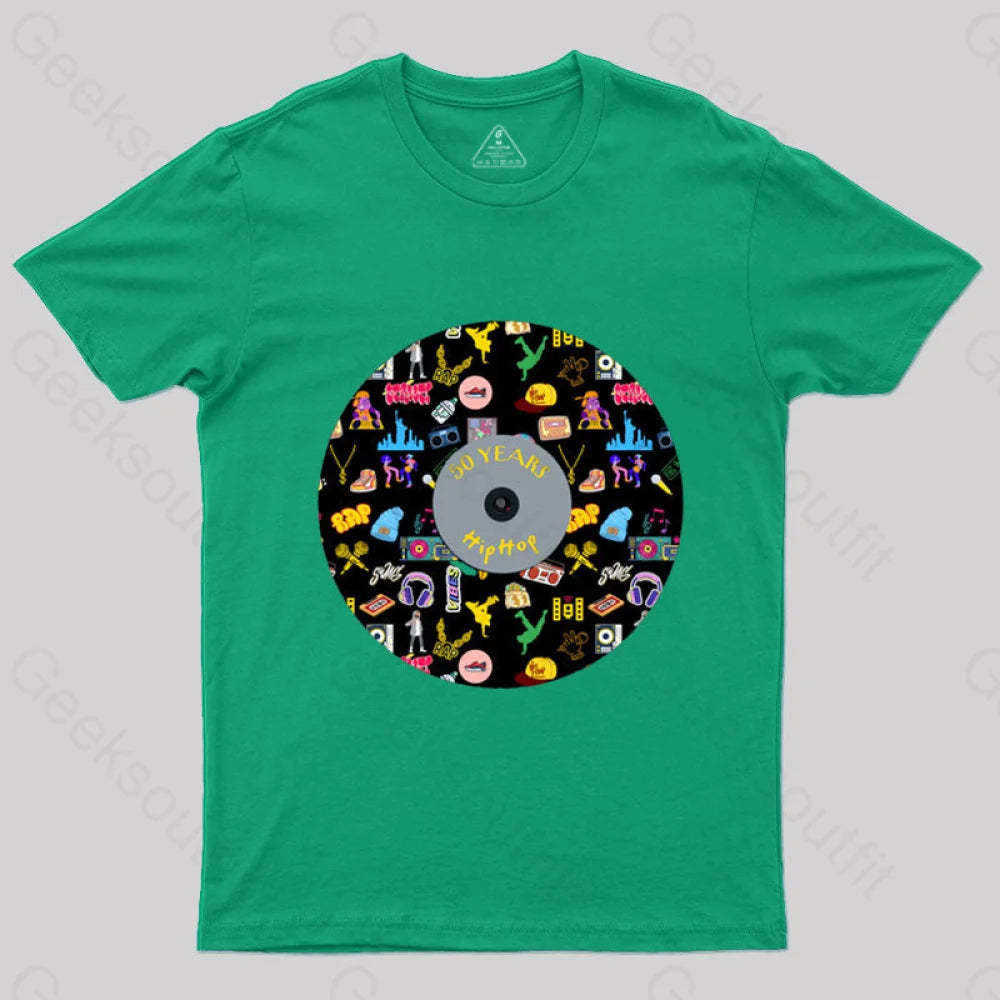 Hip-Hop Culture With Iconic Record Art T-Shirt Green / S