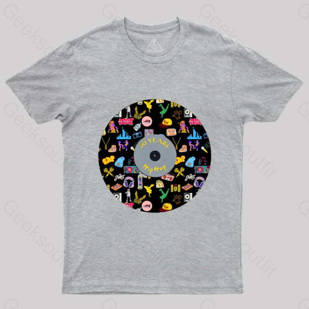 Hip-Hop Culture With Iconic Record Art T-Shirt Grey / S
