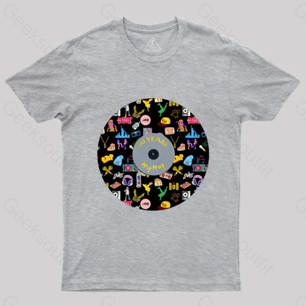 Hip-Hop Culture With Iconic Record Art T-Shirt Grey / S