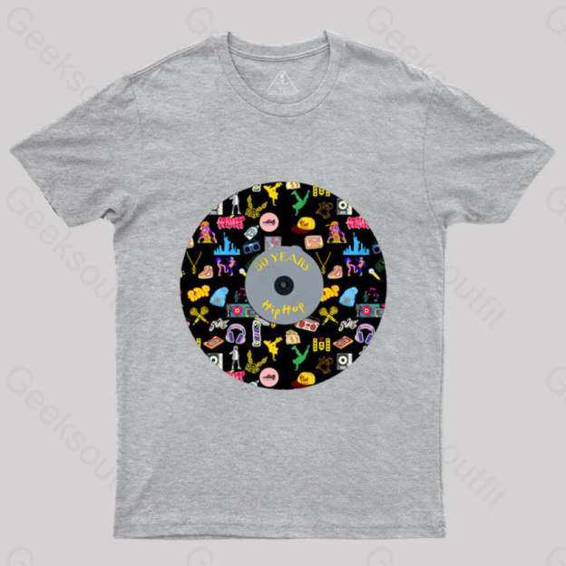 Hip-Hop Culture With Iconic Record Art T-Shirt Grey / S