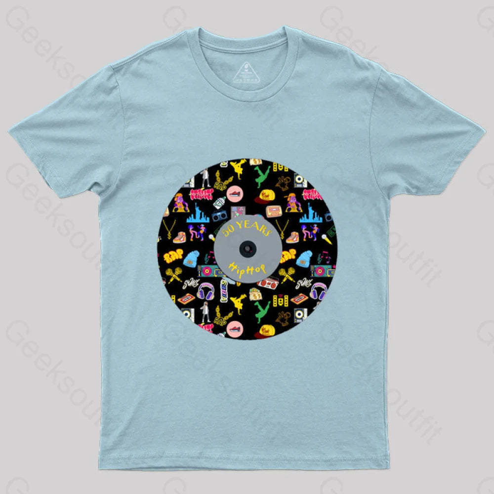 Hip-Hop Culture With Iconic Record Art T-Shirt Light Blue / S